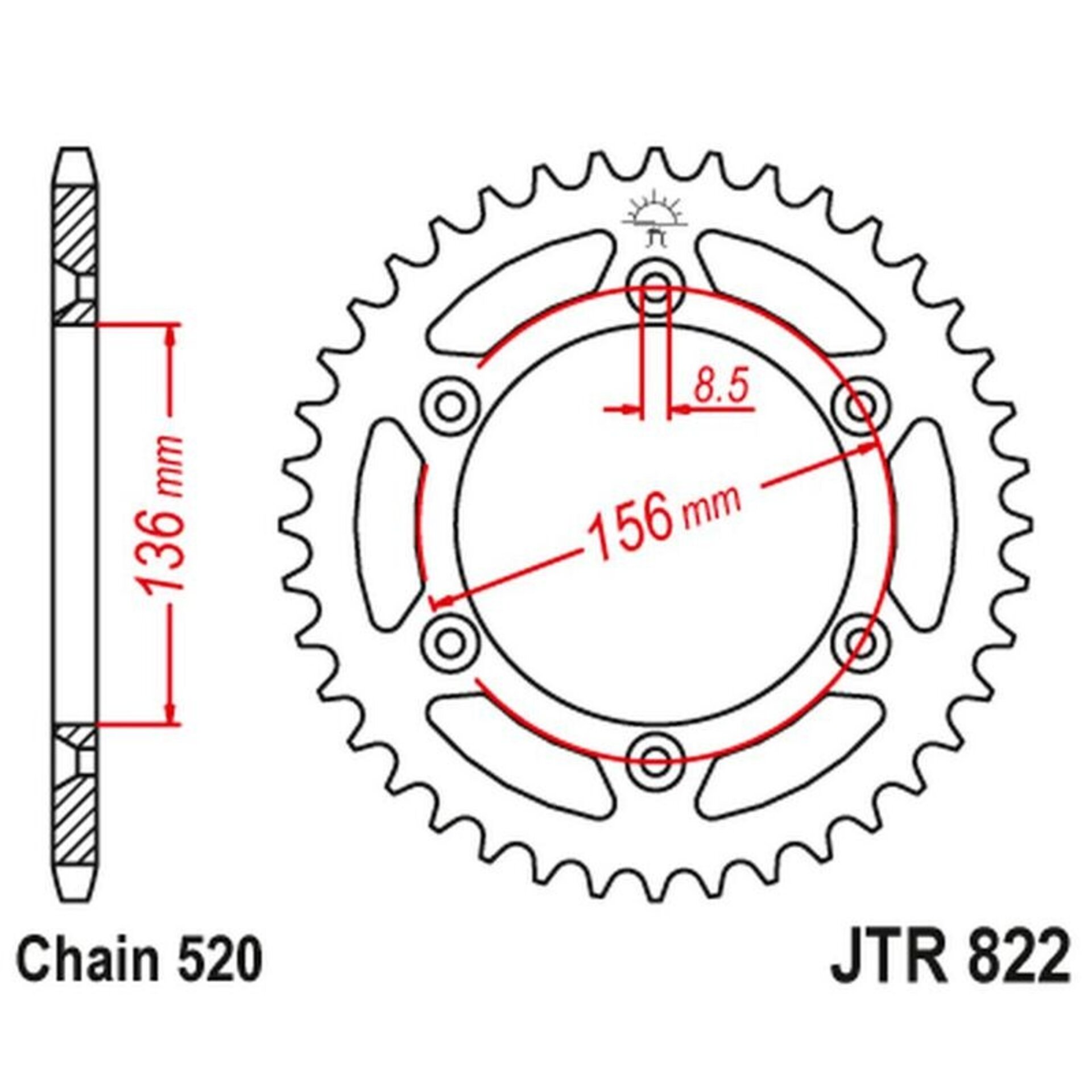 Corona Acero JT Gas Gas EC 96-19 Husqvarna ..-13 Sherco 05-.. Beta 06-12 - 2