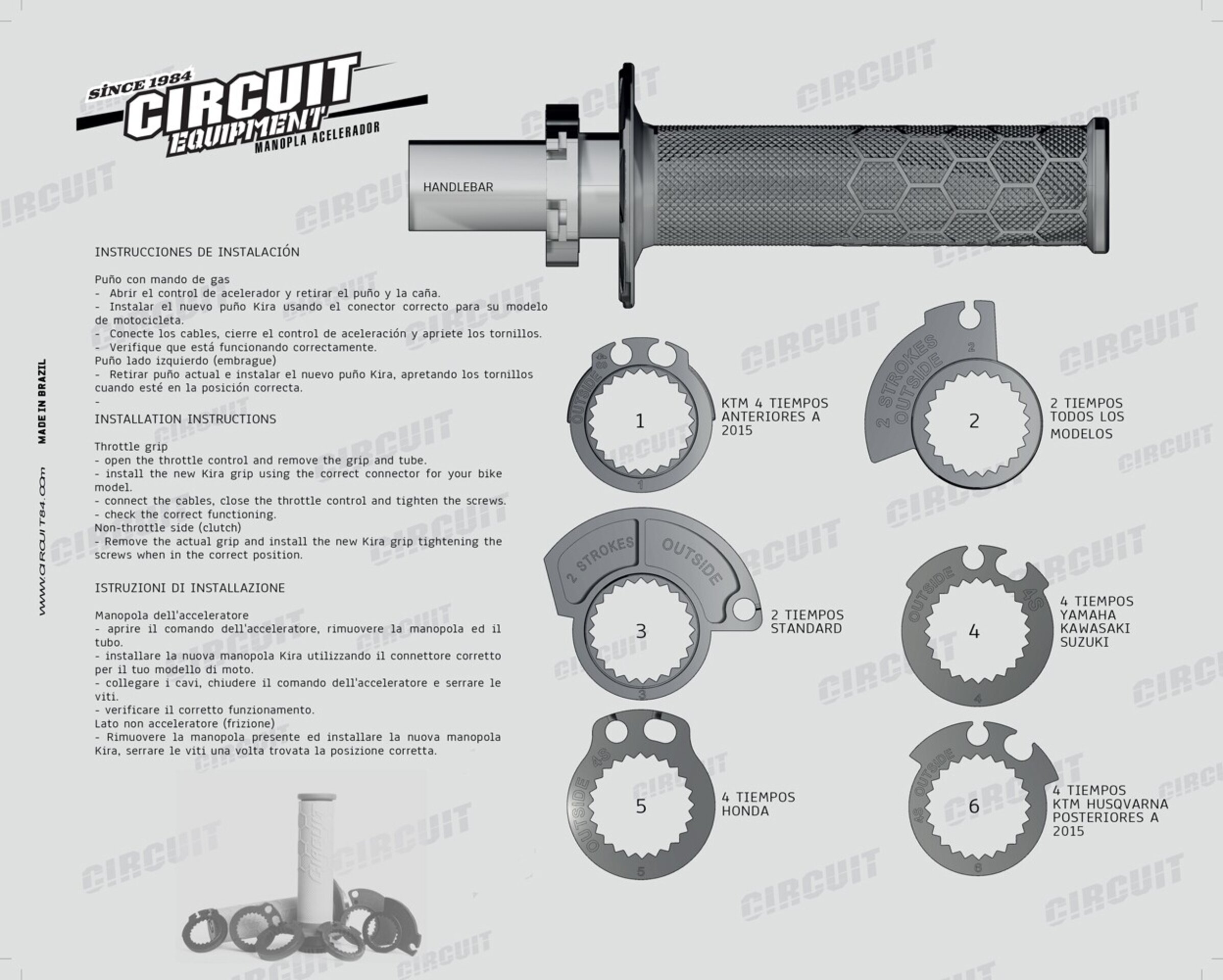 Puños Circuit Kira Lock On Dark 2.2 (Gris/Negro) - 2